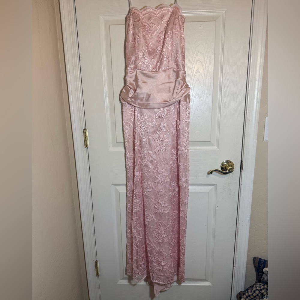 Roberta Bridal Pink Lace Prom Dress